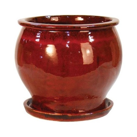 Lees Pottery Lees Pottery DB10021-08G 8 in. Red Solid Studio Glazed Planter - Pack of 2 Pack Of 2 7349434